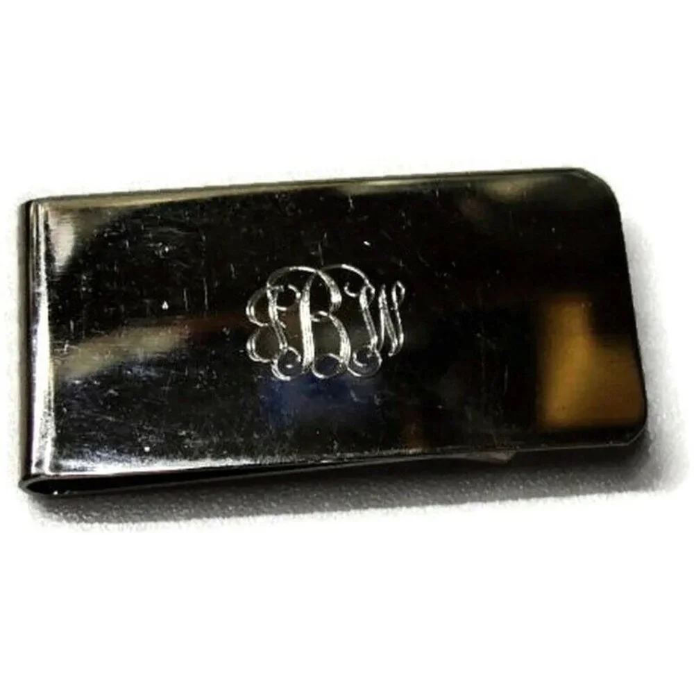 Monogram JBW Money Clip Silver Tone Cash Holder Used